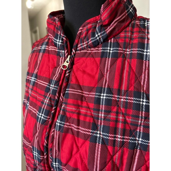 Croft & Barrow Red Plaid Quilted Puffer Vest Size Large Women's - Picture 3 of 7